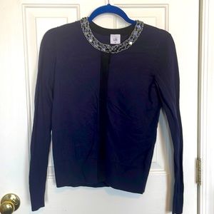 Cabi jeweled navy sweater size XS
